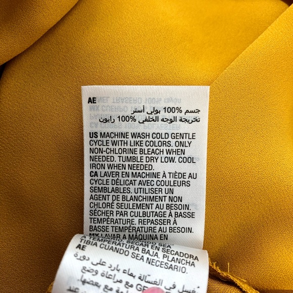 INC Gold Yellow Long Sleeve Notched Neck Blouse - Picture 7 of 7